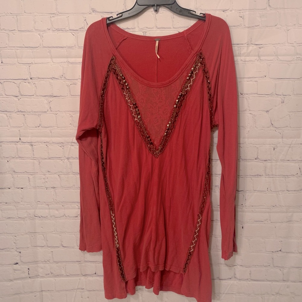 Free People Crossroads Tunic Red/Orange Sz M